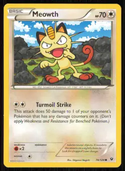 Meowth 74/124 Common Fates Collide Pokemon Moderately Played - Image 1