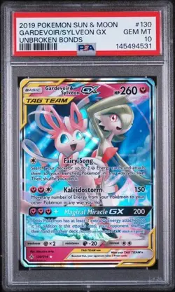 2019 POKEMON SUN & MOON UNBROKEN BONDS #130 GARDEVOIR & SYLVEON GX PSA 10 - Image 1