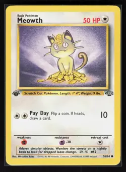 Meowth 1st Edition Common Pokemon Jungle 56/64 MP - Image 1