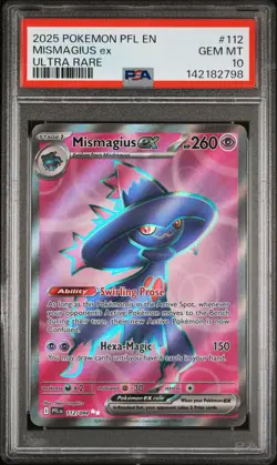 2025 POKEMON PFL EN-PHANTASMAL FLAMES ULTRA RARE #112 MISMAGIUS EX PSA 10 - Image 1
