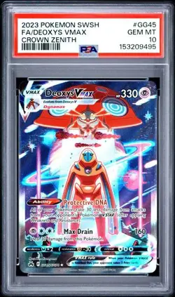 PSA 10 Deoxys Vmax GG45/GG70 Pokemon Crown Zenith Galarian Gallery Card - Image 1