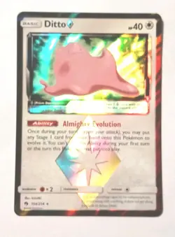 POKEMON CARD DITTO PRISM STAR HOLO CARD 154/214 GOOD CONDITION 2018 - Image 1