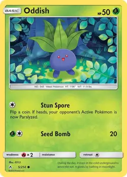 Oddish (5) 5/214 SM - Unbroken Bonds NM Pokemon TCG - Image 1