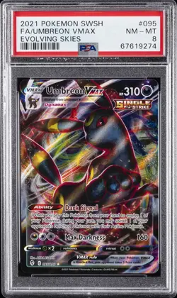 2021 POKEMON SWORD & SHIELD EVOLVING SKIES #095 FULL ART/UMBREON VMAX PSA 8 - Image 1