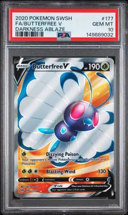 PSA 10 Gem Mint Butterfree V #177 Pokemon TCG 2020 SWSH - Image 1