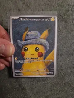 Van Gogh Pikachu & Charizard Grey Felt Hat Art Card Bundle Display Set - Image 3