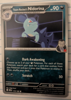 Pokemon TCG Team Rocket’s Nidorina Destined Rivals 115/182 Common Near Mint - Image 1