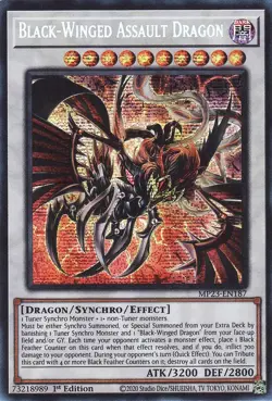 Yugioh Black-Winged Assault Dragon MP23-EN187 Prismatic Secret Rare 1st Ed NM - Image 1