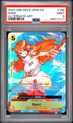 Nami PSA9 2024 One Piece Op08-Two Legends Alternate Art #106 - Image 1