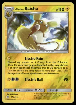 Alolan Raichu 57/236 Holo Rare Unified Minds Pokemon Reverse Holo NM/M - Image 1