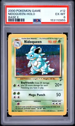 2000 POKEMON BASE SET 2 #12 NIDOQUEEN-HOLO PSA 6 - Image 1
