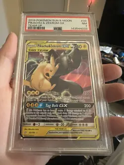 POKEMON 2019 SUN & MOON TEAM UP PIKACHU & ZEKROM GX 33 PSA 7 - Image 4