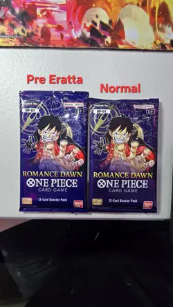 2x One Piece op-01 Romance Dawn PRE-ERRATA sealed packs (Box Not Included) - Image 3