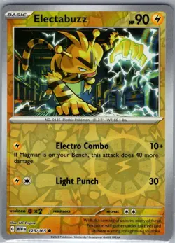 Electabuzz 125/165 Reverse Holo SV: Scarlet & Violet 151 - Pokemon Card - NM - Image 1