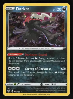 Darkrai #105/189 Darkness Ablaze Pokemon Holo Card TCCCX - Image 1