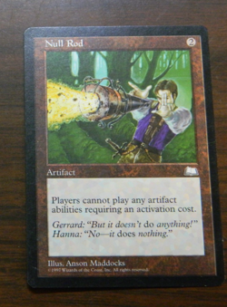 MTG Pre-Modern Weatherlight Artifact Null Rod Lightly Played Condition - Image 1