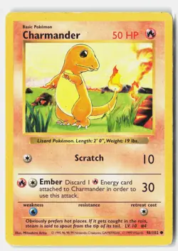 Charmander 46/102 Base Set Shadowless Pokemon Unlimited MP Mitsuhiro Arita - Image 1