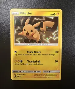 Pokemon TCG Pikachu SM227 SM Promo Holo Basic 60 HP ENG Quick Attack Thunderbolt - Image 1