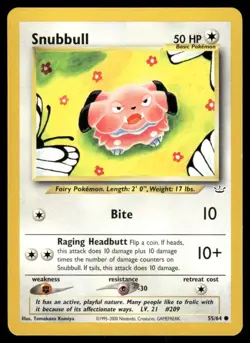 Pokemon Tcg Snubbull #55 Pokemon Neo Revelation NM - Image 1