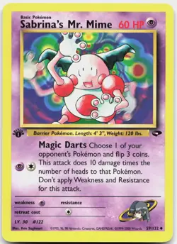 Sabrina's Mr. Mime 59/132 Uncommon Gym Challenge Pokemon 1st Edition LP - Image 1