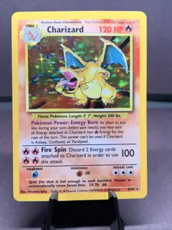 Pokemon TCG Charizard 4/102 Base Set 1999 Holo Rare WOTC VTG HP/DMG - Creased - Image 1