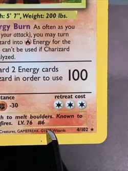 Pokemon TCG Charizard 4/102 Base Set 1999 Holo Rare WOTC VTG HP/DMG - Creased - Image 4