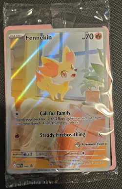 Pokemon TCG Fennekin 080 Promo Pokemon Center Stamped Sealed - Image 1