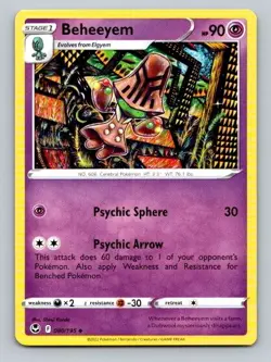 2022 Pokemon Card Silver Tempest Beheeyem 80/195 - Image 1