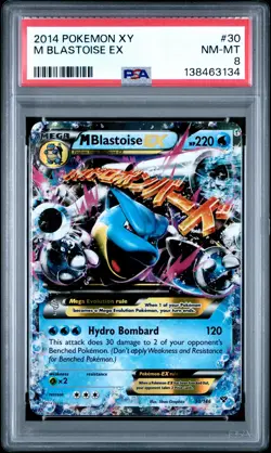 2014 POKEMON XY #30 M BLASTOISE EX PSA 8 - Image 1