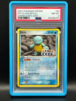 2007 Pokemon Promo Games Expo Stamped Ditto/Squirtle 64/113- RARE LOW POP-PSA 8 - Image 1