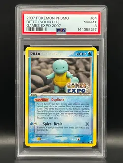 2007 Pokemon Promo Games Expo Stamped Ditto/Squirtle 64/113- RARE LOW POP-PSA 8 - Image 2