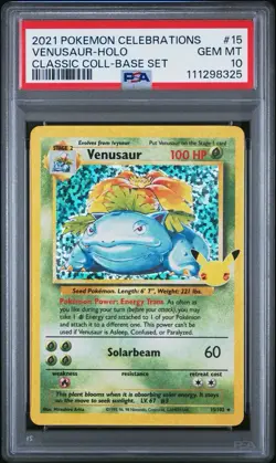 2021 Pokemon Celebrations 25th Anniversary VENUSAUR Holo #15 PSA 10 Gem Mint - Image 1