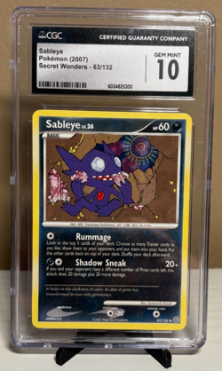 Pokemon Sableye 2007 Secret Wonders 63/132 – CGC 10 Gem Mint - Image 1
