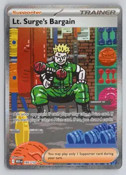 LT. SURGE'S BARGAIN 185/132 SPECIAL ILLUSTRATION RARE MEGA EVOLUTION POKEMON NM - Image 1