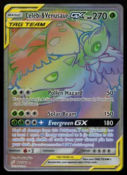 Celebi & Venusaur GX 182/181 Team Up TEU Rainbow Rare Pokemon LP - Image 1