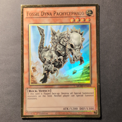 Yu-Gi-Oh! TCG Konami Fossil Dyna Pachycephalo MGED-EN008 Gold Rare Holo 1st - Image 1