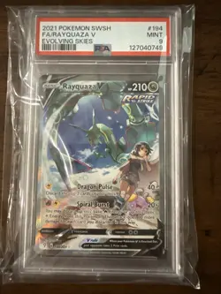 Pokemon Rayquaza V Alternate Full Art 194/203 SWSH07 Evolving Skies PSA 9 - Image 1