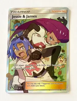 Pokemon Jessie and James Trainer Hidden Fates Ultra Rare Full Art 68/68 - Image 1