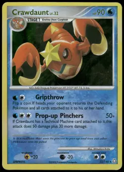 Pokemon Crawdaunt Rare Legends Awakened 22/146 HP Reverse Holo - Image 1