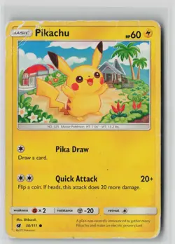 Pikachu 30/111 Common Crimson Invasion Pokemon DMG - Image 1