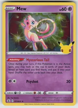 Mew 011/025 Holo Rare Celebrations Pokemon Holo Near Mint - Image 1