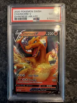2020 POKEMON SWORD & SHIELD DARKNESS ABLAZE #019 CHARIZARD V PSA 10 - Image 1