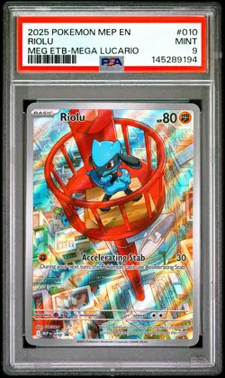2025 POKEMON MEP EN-ME BLACK STAR PROMO #010 RIOLU PSA 9 - Image 1