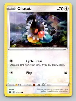 2023 Pokemon Card Crown Zenith Chatot 112/159 - Image 1