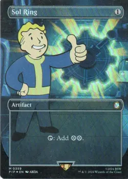 MTG: Fallout: Foil Borderless Sol Ring: Lightly Played Condition - Image 1