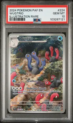 2024 POKEMON PAF EN-PALDEAN FATES ILLUSTRATION RARE #224 WUGTRIO PSA 10 - Image 1