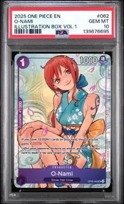 2025 ONE PIECE PROMOS ILLUSTRATION BOX VOL.1 #062 O-NAMI PSA 10 - Image 1
