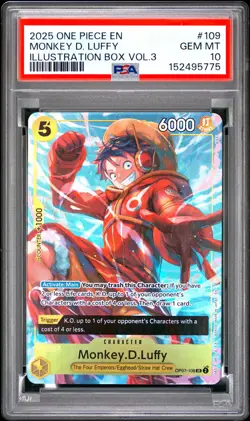 2025 ONE PIECE PROMOS ILLUSTRATION BOX VOL.3 #109 MONKEY D. LUFFY PSA 10 - Image 1