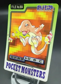 Pokemon Japanese Card Non-Holo Charmander NO.004 Nintendo Carddass BANDAI - Image 1