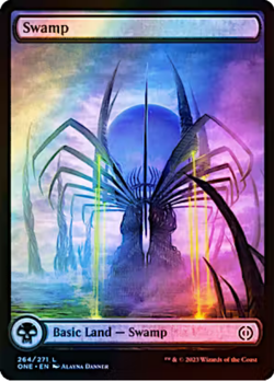 4x Swamp (264) FOIL Phyrexia: All Will Be One MTG Basic Land Playset - Image 1